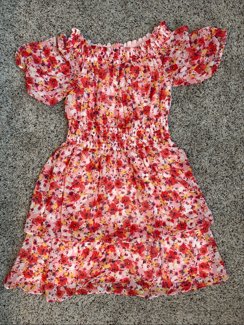 LAUNDRY Pink Floral Off-Shoulder Summer Dress